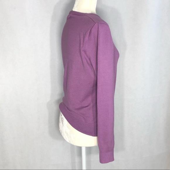 LLBean women’s top bottom up cardigan purple Sz xs - Picture 8 of 8